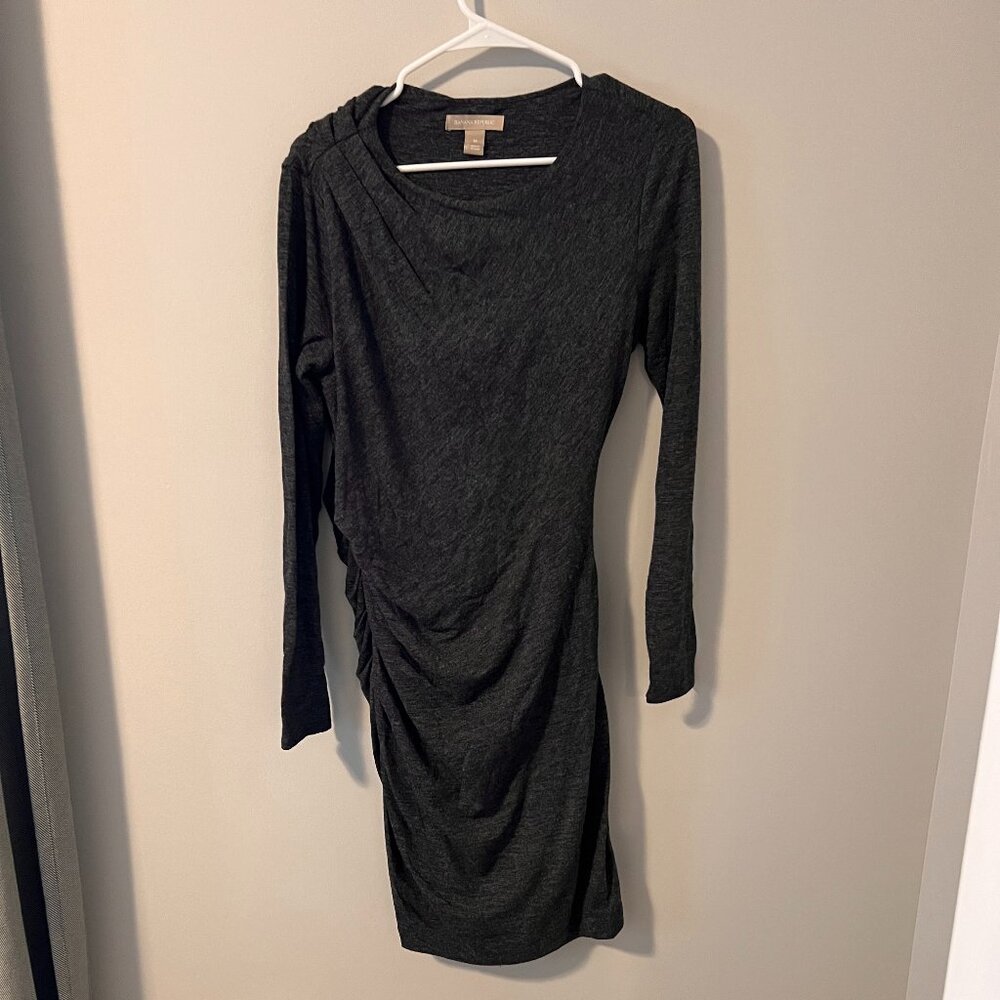 Banana Republic Charcoal Ruched Sweater Dress